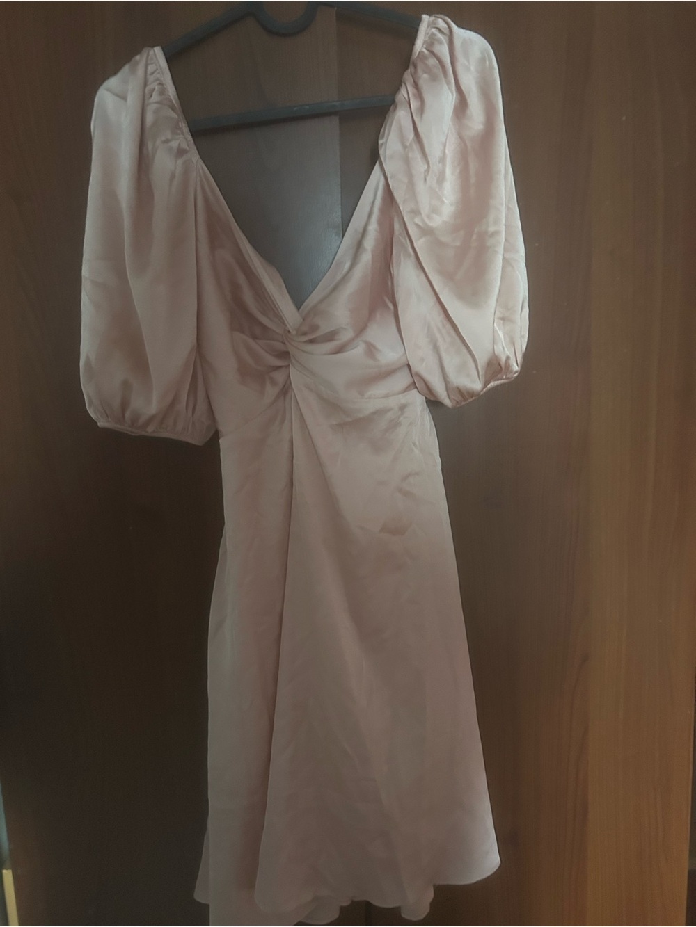 Elegant Puff-Sleeve Midi Dress in Blush
